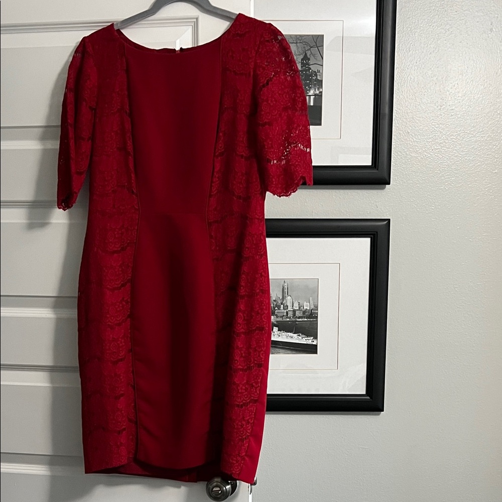 ANTONIO MELANI Elegant Red Lace Dress